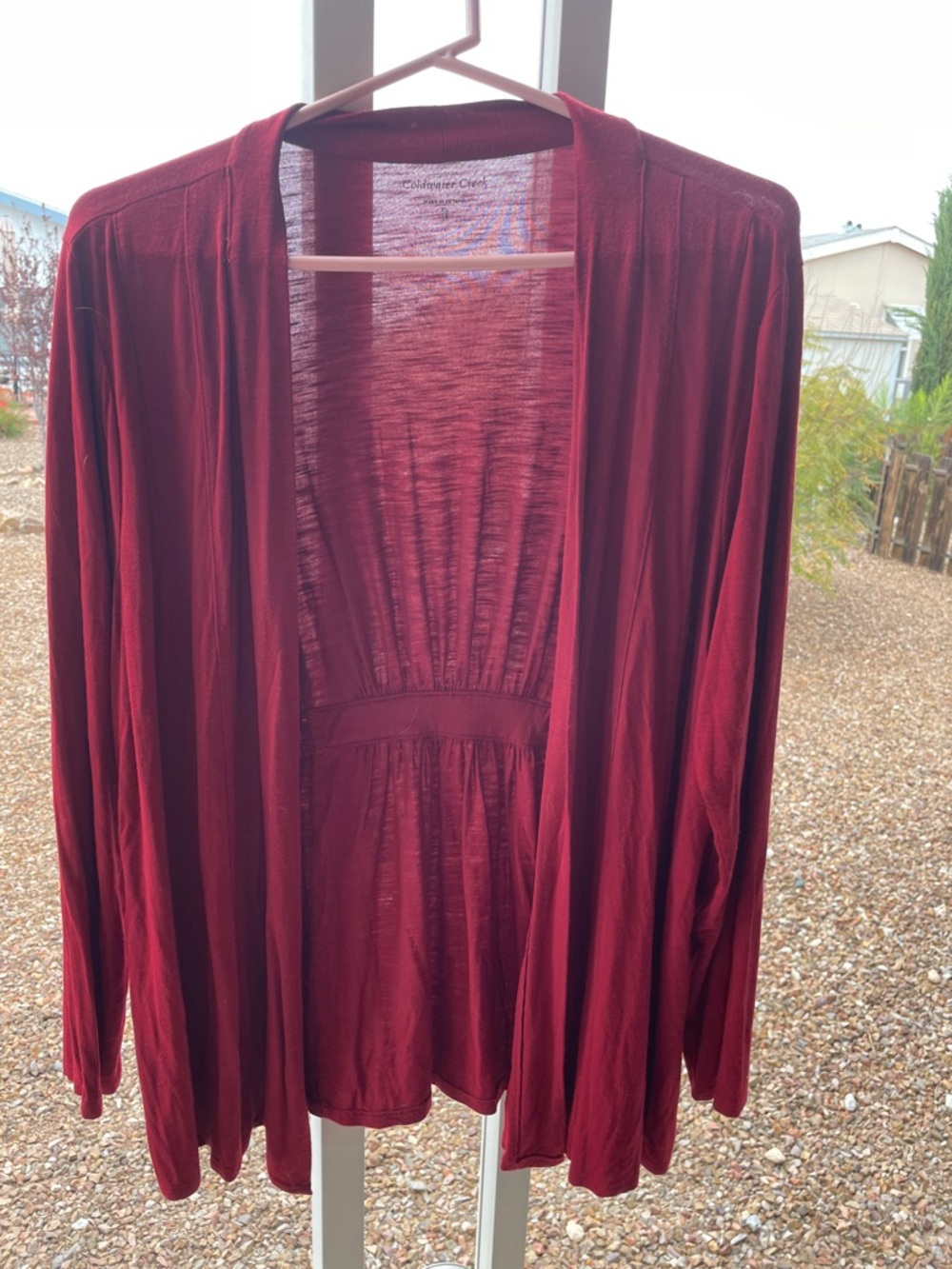 Coldwater Creek Burgundy Open-Front Cardigan